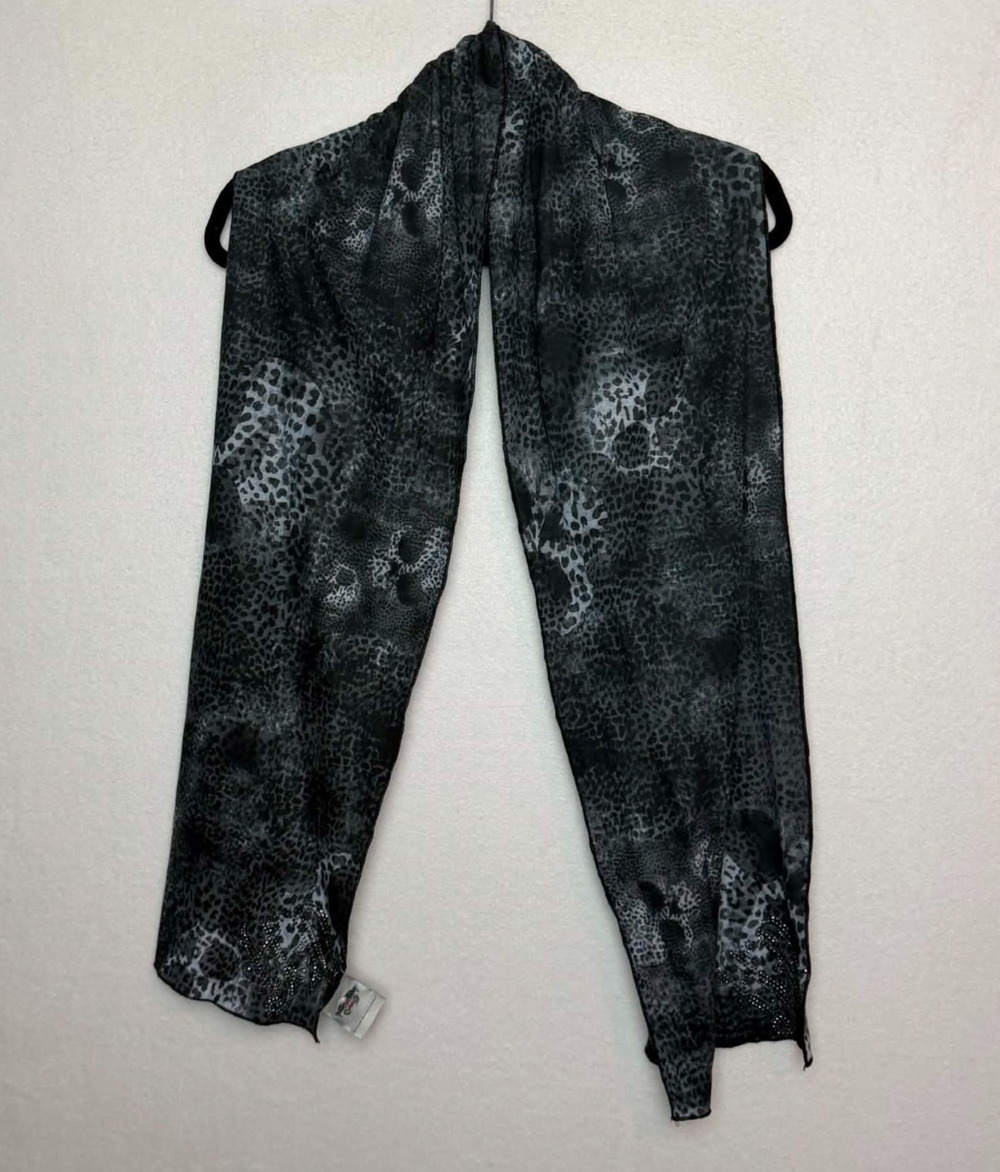 Harley-Davidson Animal Print Skull Pattern Black Gray Scarf Rhinestone Detail